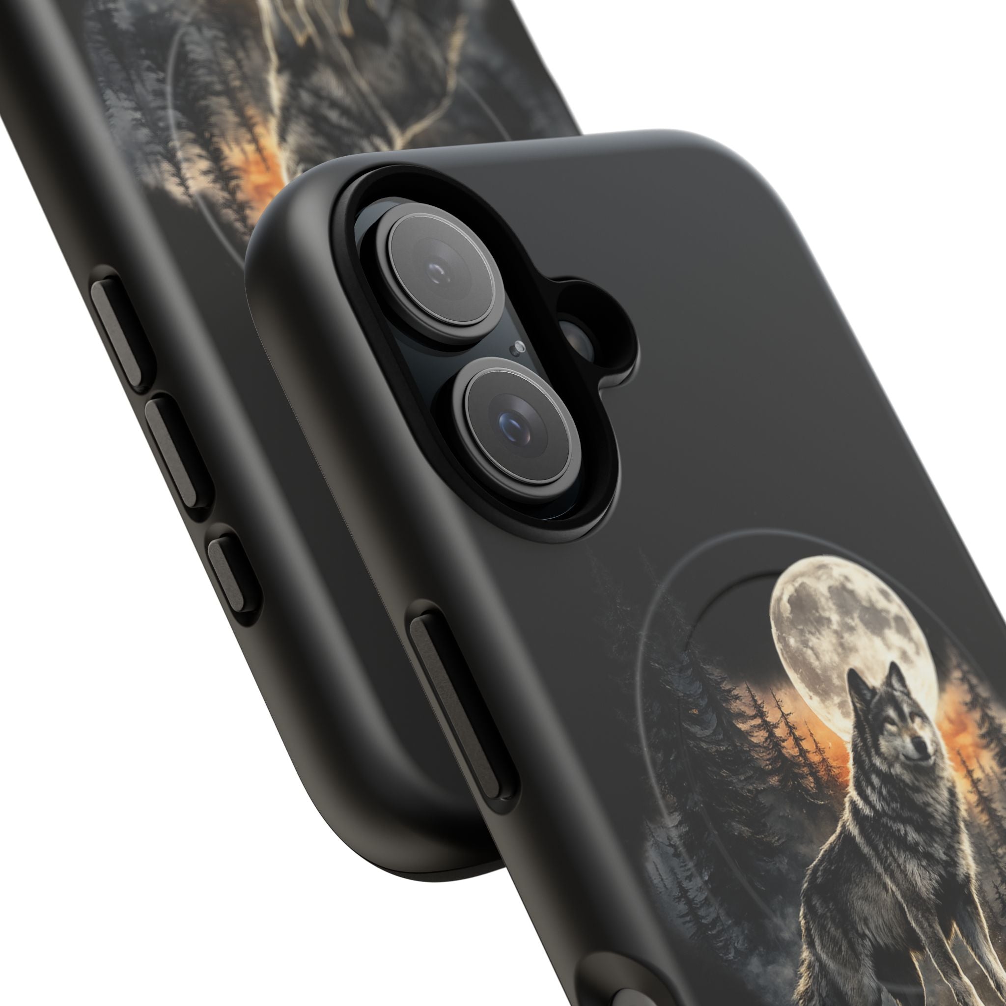 Wolf Moon Tough Magnetic Phone Case — Protective Magnetic iPhone Cover with Full Moon Forest Design
