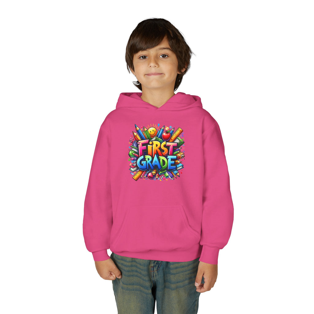 First Grade Kids Hoodie — Colorful School Back-to-School Sweatshirt