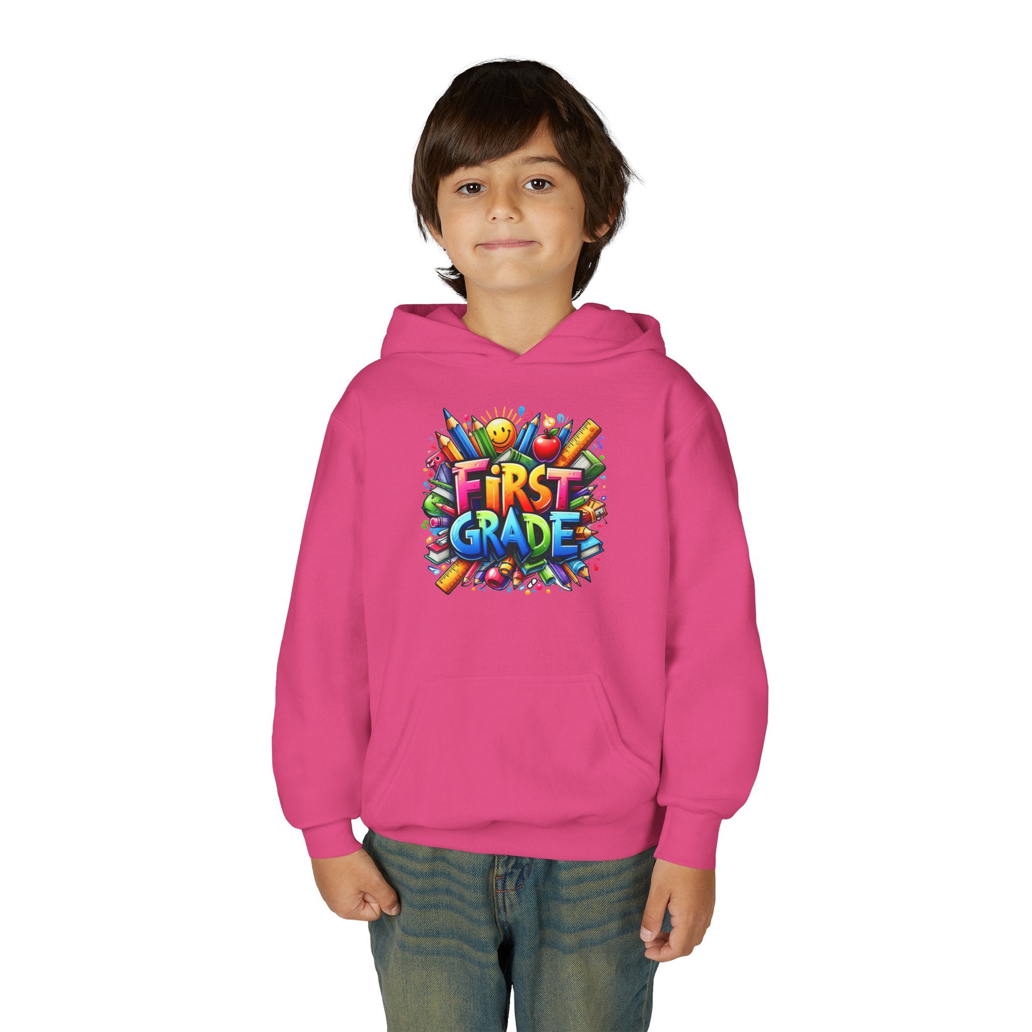 First Grade Kids Hoodie — Colorful School Back-to-School Sweatshirt