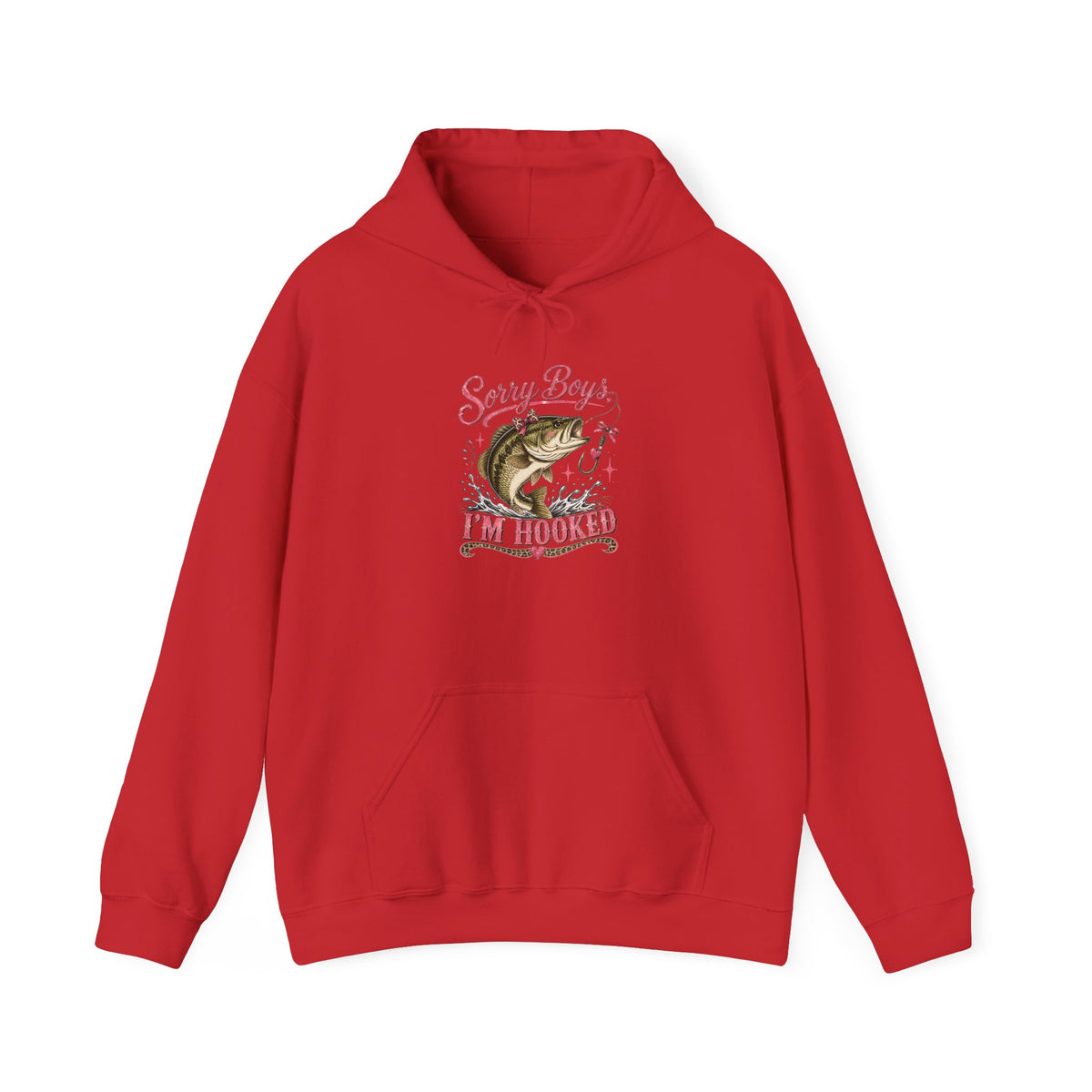 Fishing Hoodie — "Sorry Boys I'm Hooked" Bass Graphic