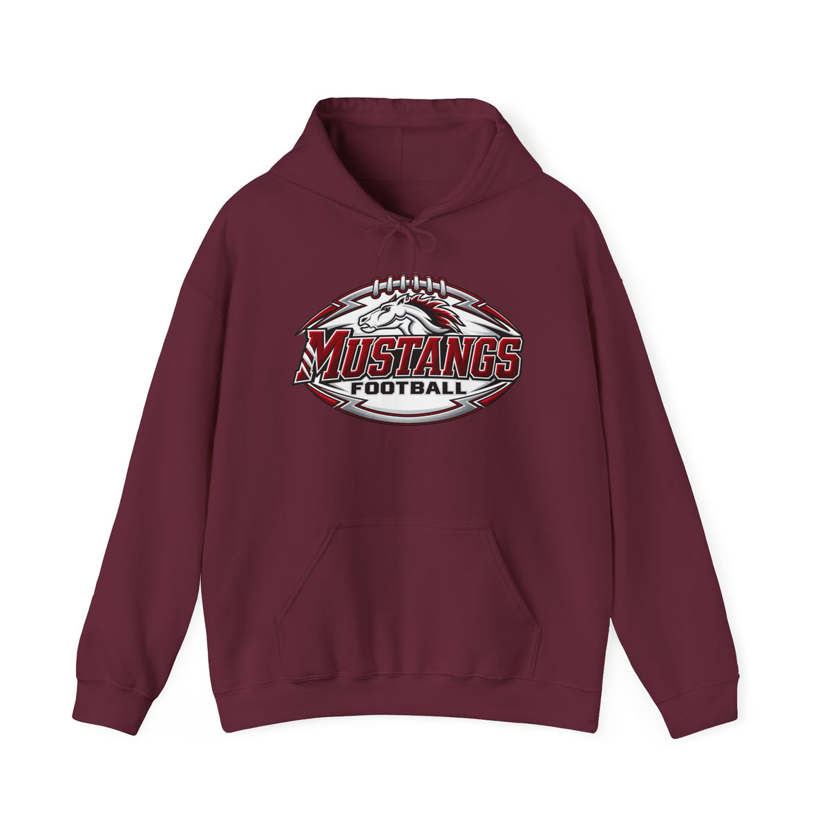 Mustangs Football Hoodie — Vintage Mascot Football Logo Pullover