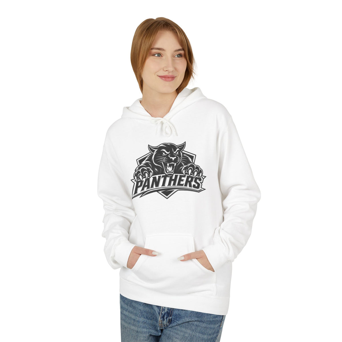 Panthers Logo Hoodie — Vintage Black & White Sports Pullover
