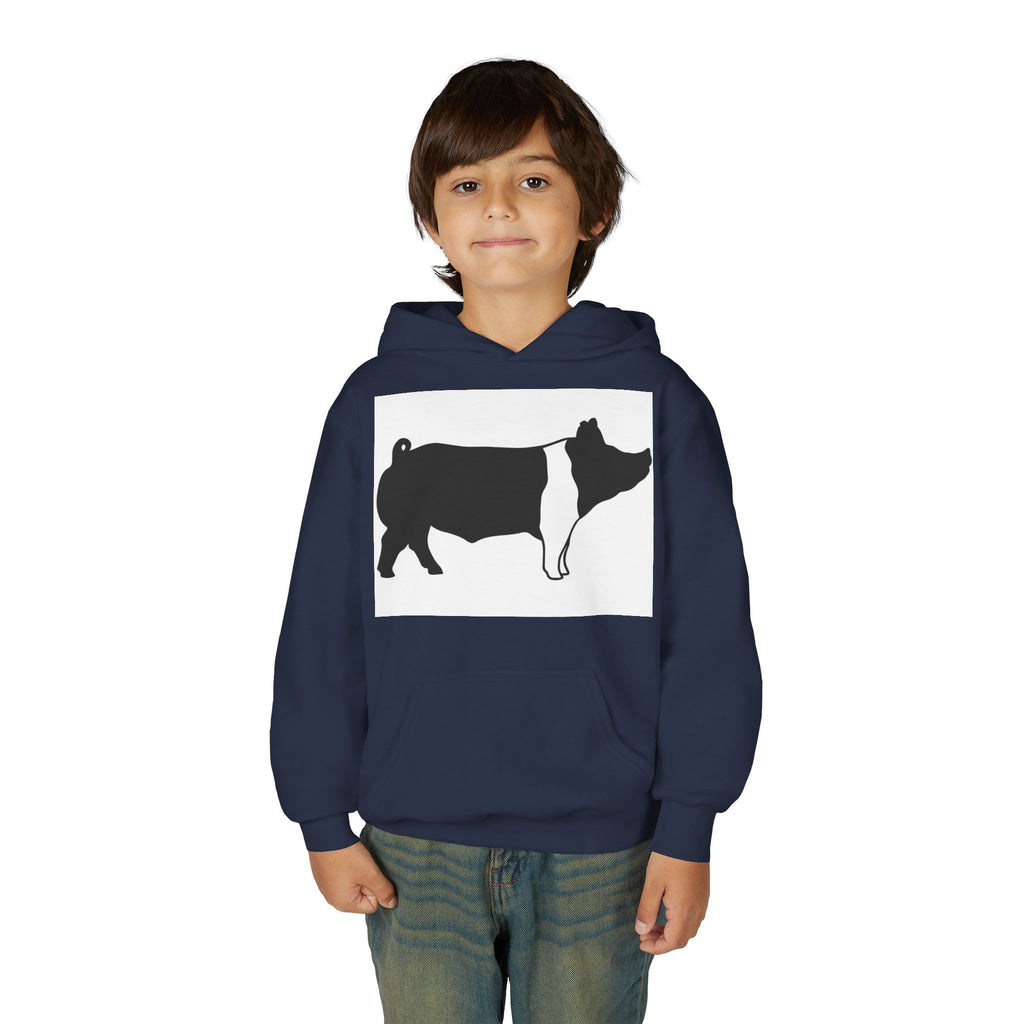 Youth Pig Silhouette Hoodie — Farm Animal Kids Sweatshirt
