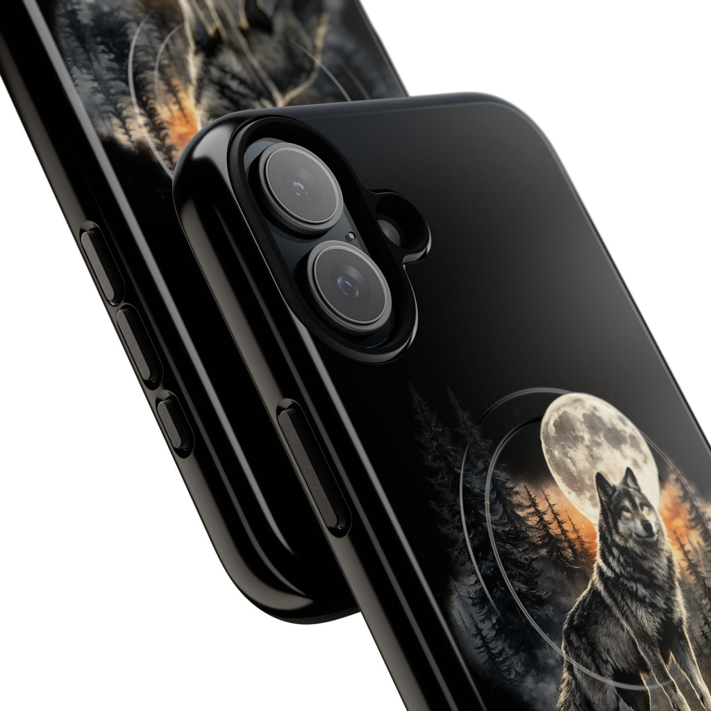 Wolf Moon Tough Magnetic Phone Case — Protective Magnetic iPhone Cover with Full Moon Forest Design