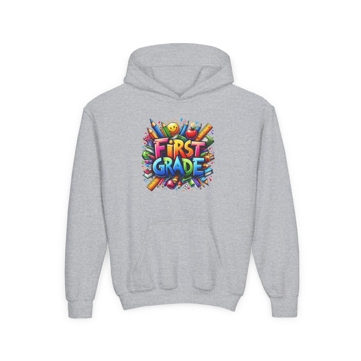 First Grade Kids Hoodie — Colorful School Back-to-School Sweatshirt