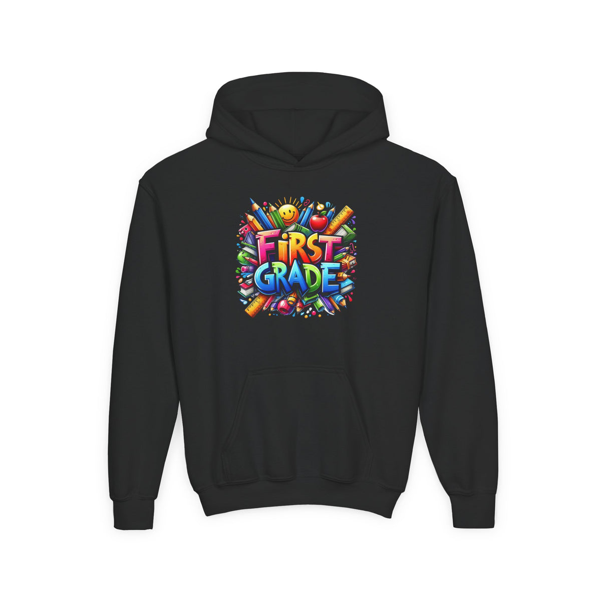 First Grade Kids Hoodie — Colorful School Back-to-School Sweatshirt