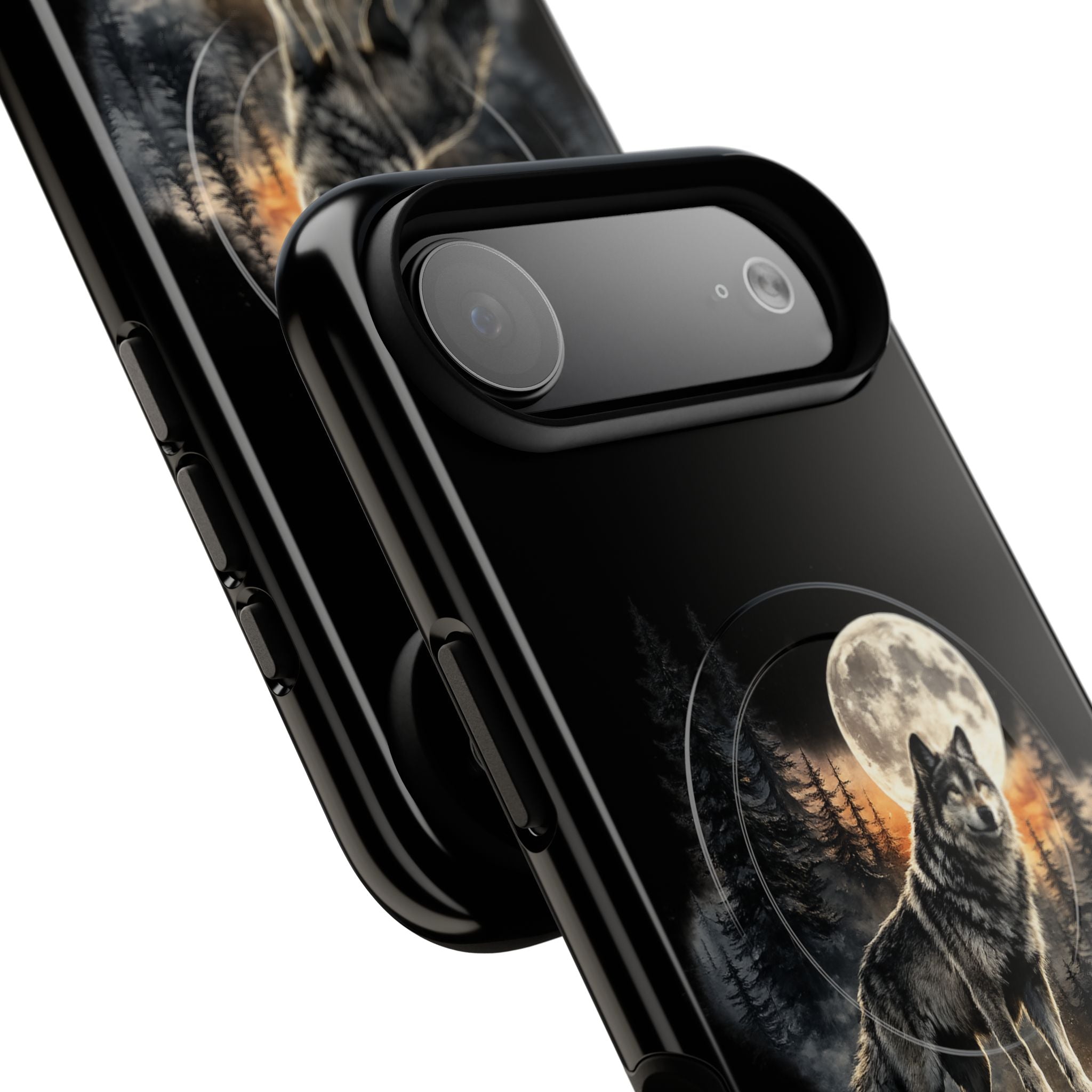 Wolf Moon Tough Magnetic Phone Case — Protective Magnetic iPhone Cover with Full Moon Forest Design