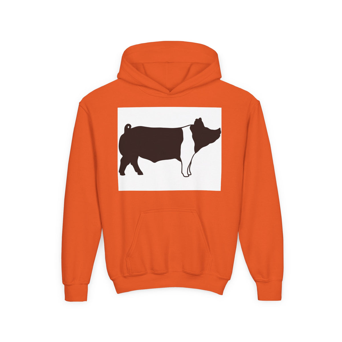 Youth Pig Silhouette Hoodie — Farm Animal Kids Sweatshirt