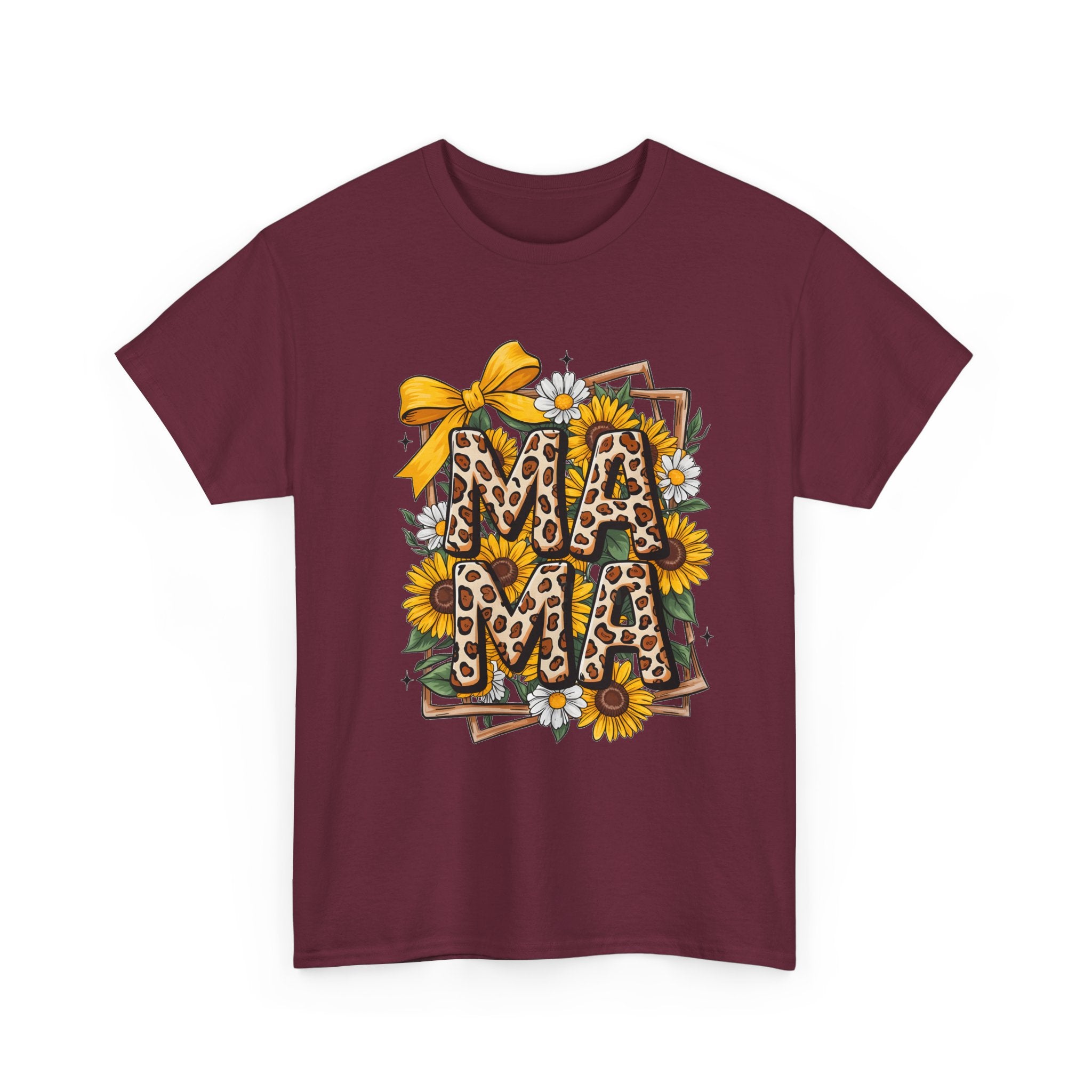 Mama Leopard Print Sunflower T-Shirt