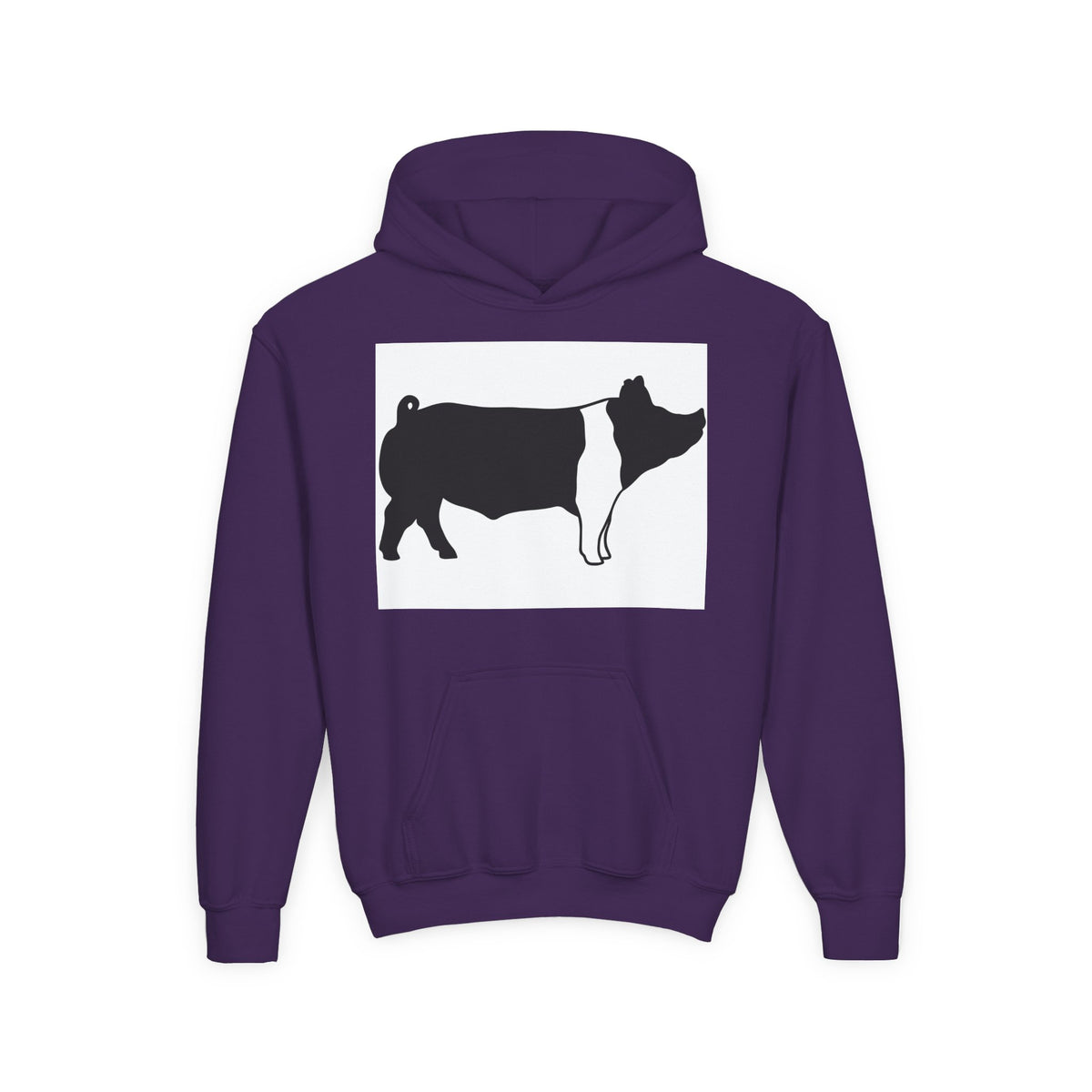 Youth Pig Silhouette Hoodie — Farm Animal Kids Sweatshirt