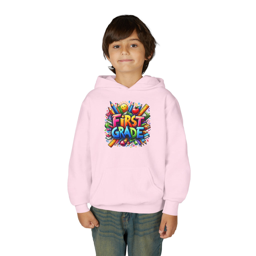 First Grade Kids Hoodie — Colorful School Back-to-School Sweatshirt