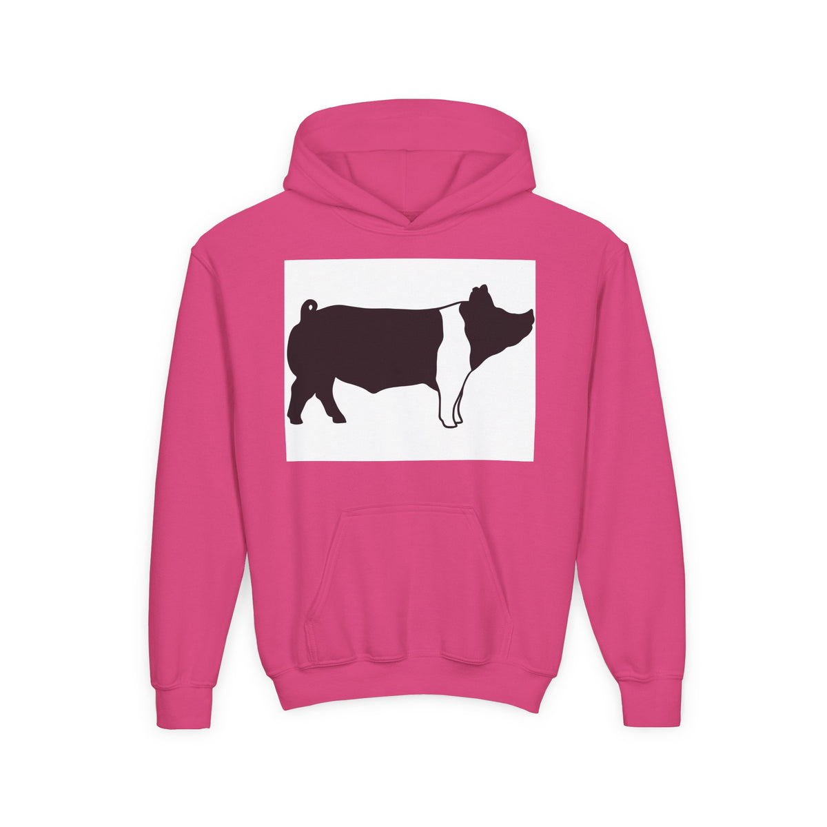 Youth Pig Silhouette Hoodie — Farm Animal Kids Sweatshirt