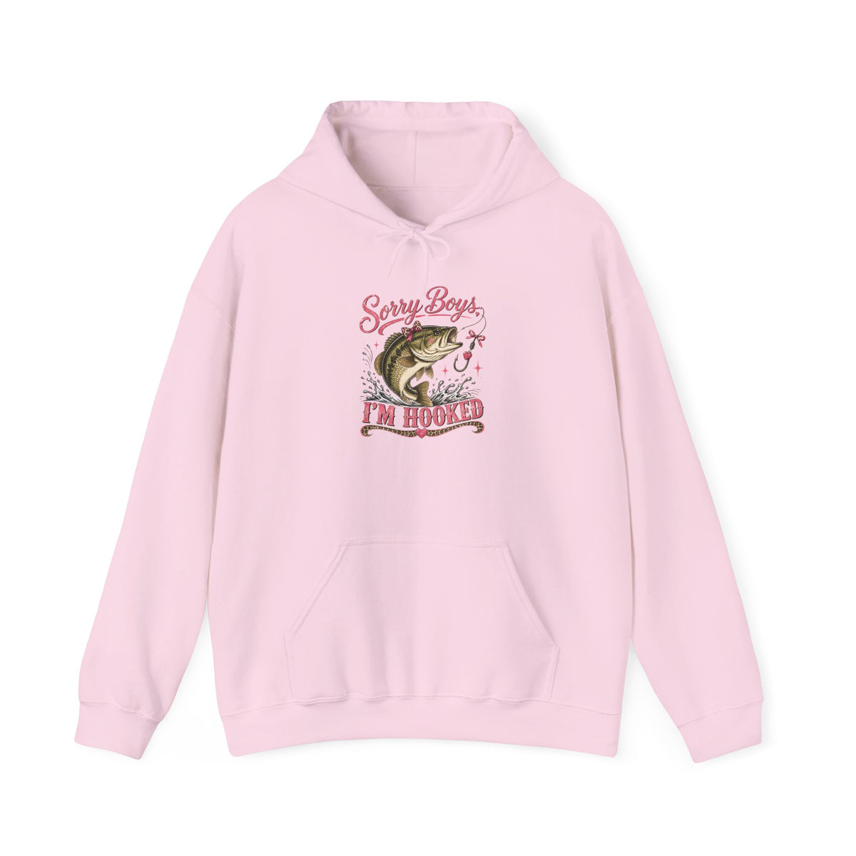 Fishing Hoodie — "Sorry Boys I'm Hooked" Bass Graphic