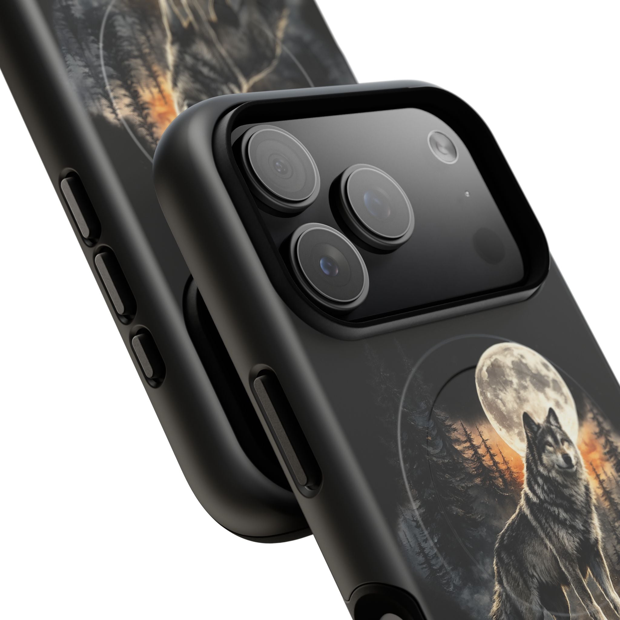 Wolf Moon Tough Magnetic Phone Case — Protective Magnetic iPhone Cover with Full Moon Forest Design