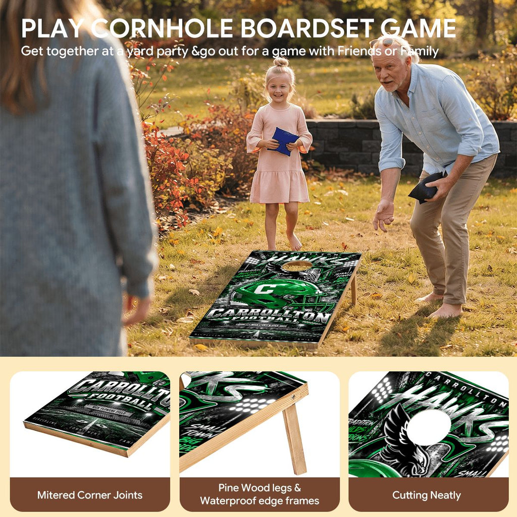 Cornhole Boards Game Set Carrollton Hawks