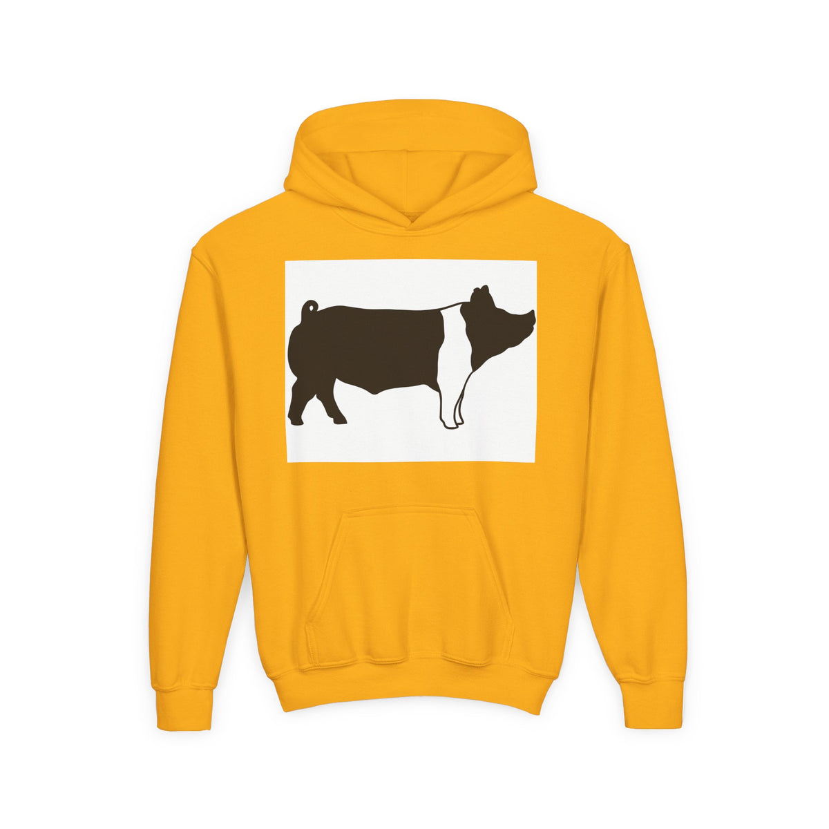 Youth Pig Silhouette Hoodie — Farm Animal Kids Sweatshirt