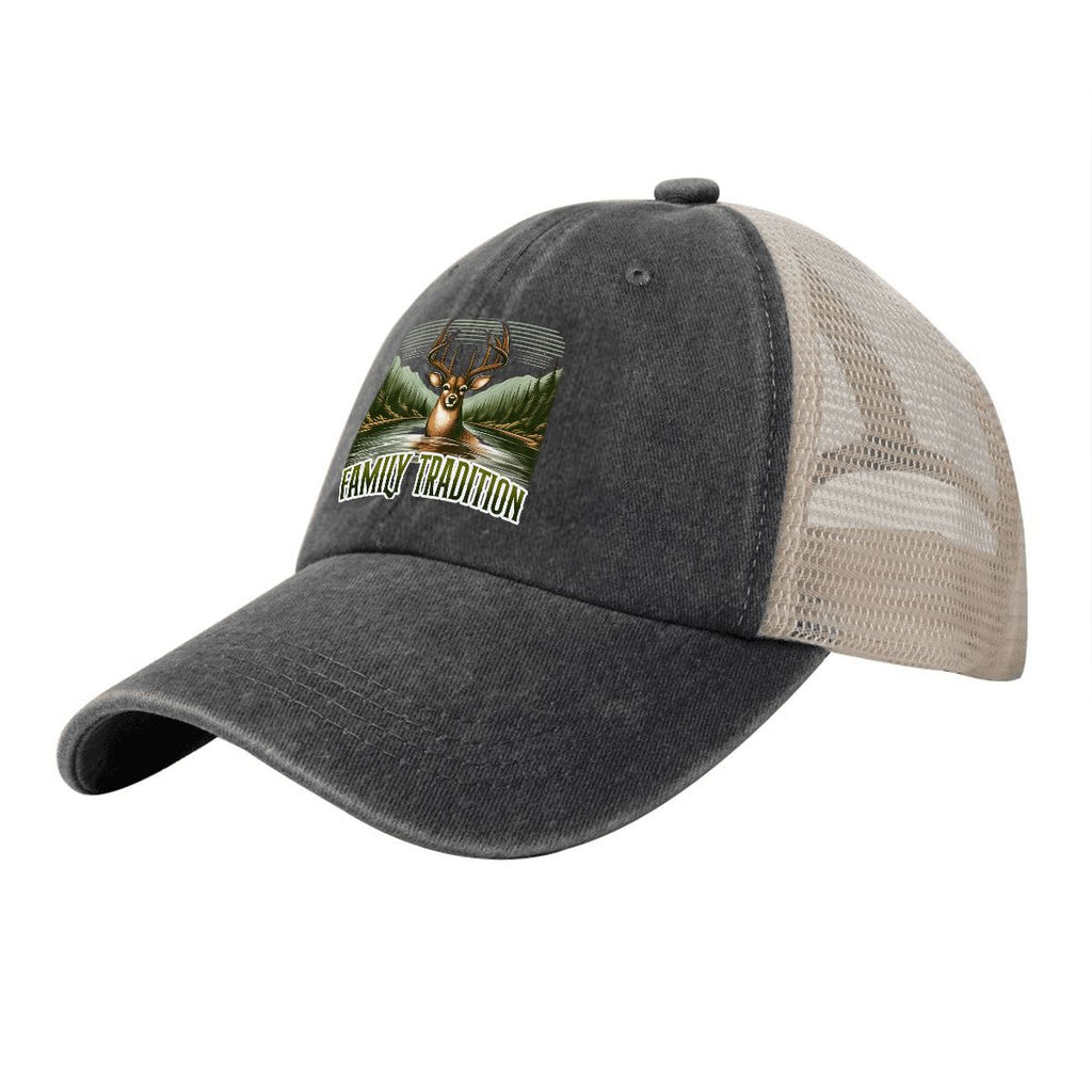 Washed Denim Mesh Cap A08VI24050610