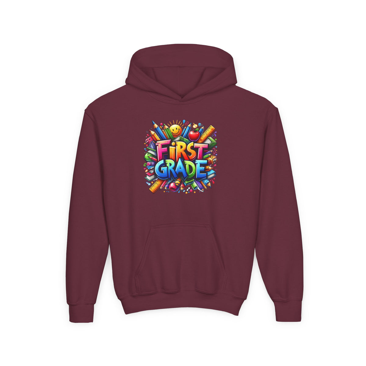 First Grade Kids Hoodie — Colorful School Back-to-School Sweatshirt