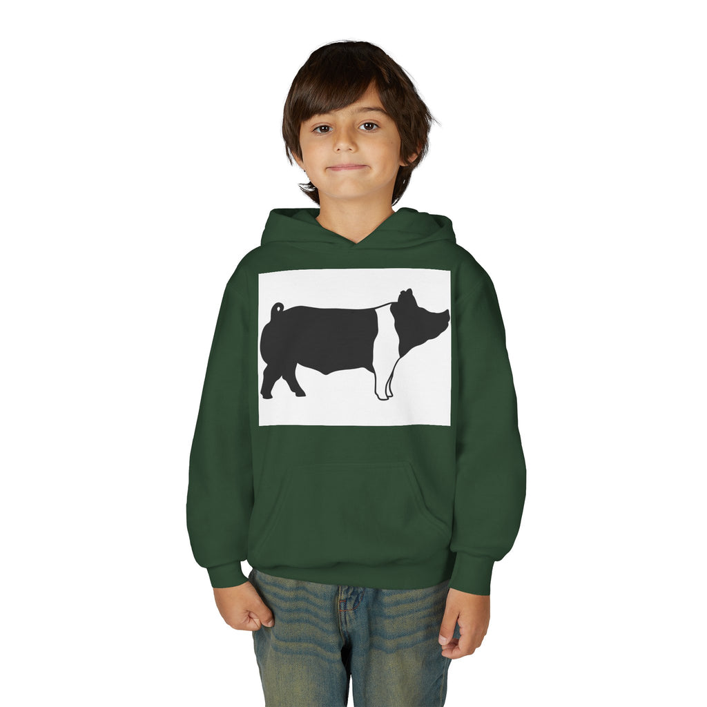 Youth Pig Silhouette Hoodie — Farm Animal Kids Sweatshirt