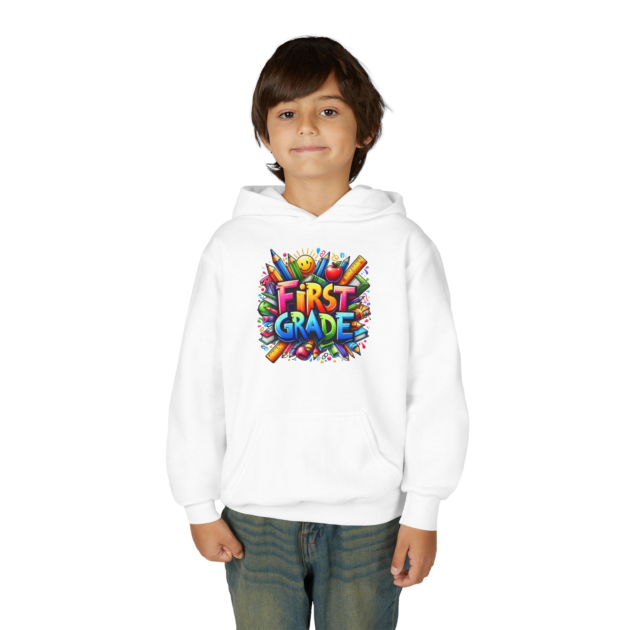 First Grade Kids Hoodie — Colorful School Back-to-School Sweatshirt