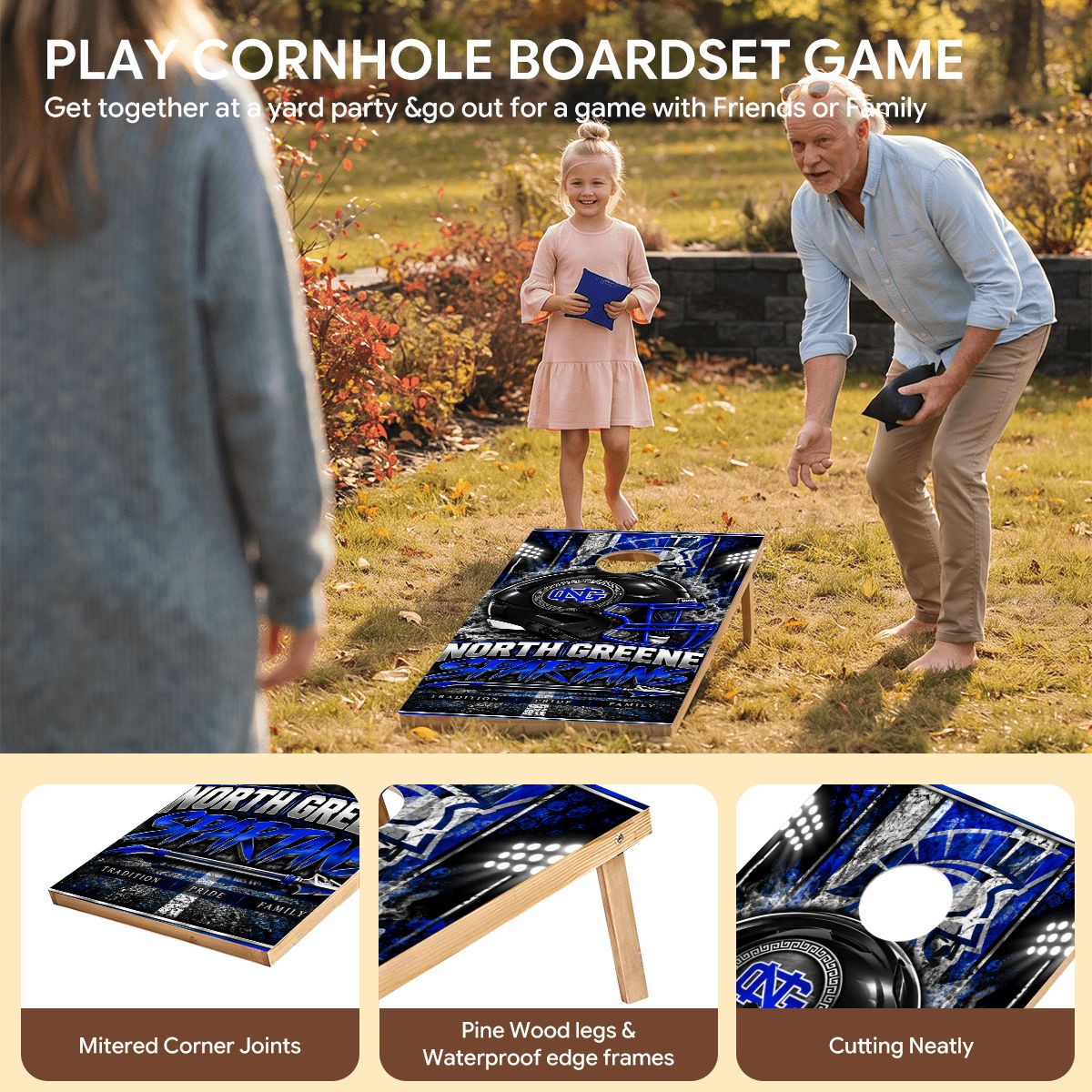 Cornhole Boards Game Set North Greene Spartans