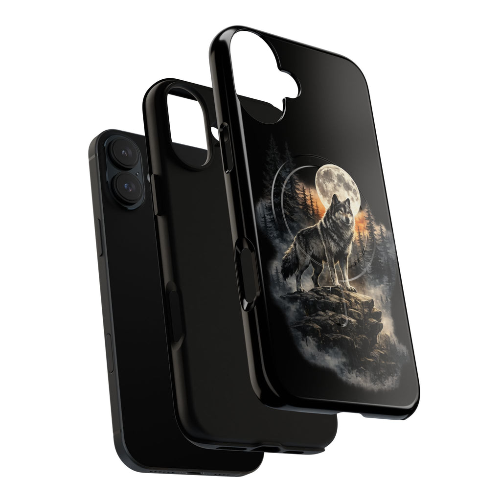 Wolf Moon Tough Magnetic Phone Case — Protective Magnetic iPhone Cover with Full Moon Forest Design