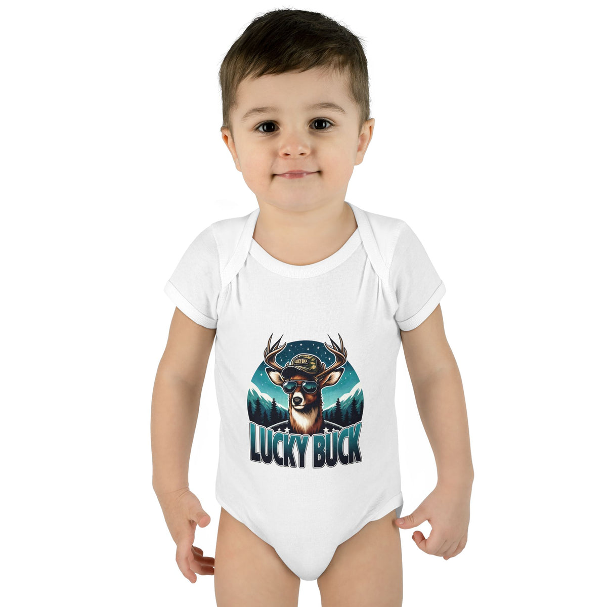 Lucky Buck Baby Bodysuit — Cute Deer Infant One-Piece