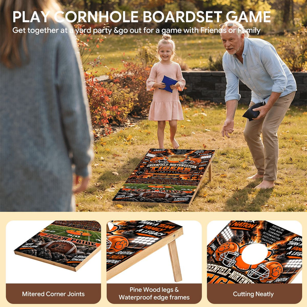 Cornhole Boards Game Set Greenfield- Northwestern Tigers