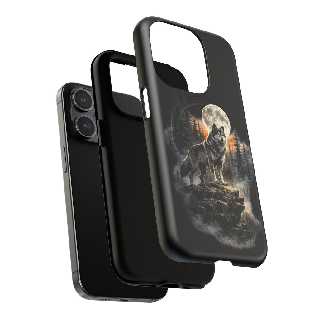 Wolf Moon Tough Magnetic Phone Case — Protective Magnetic iPhone Cover with Full Moon Forest Design