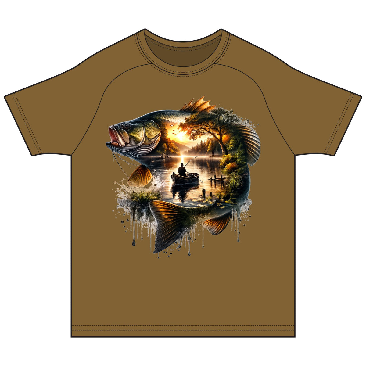 Bass Sunset Fishing Tee