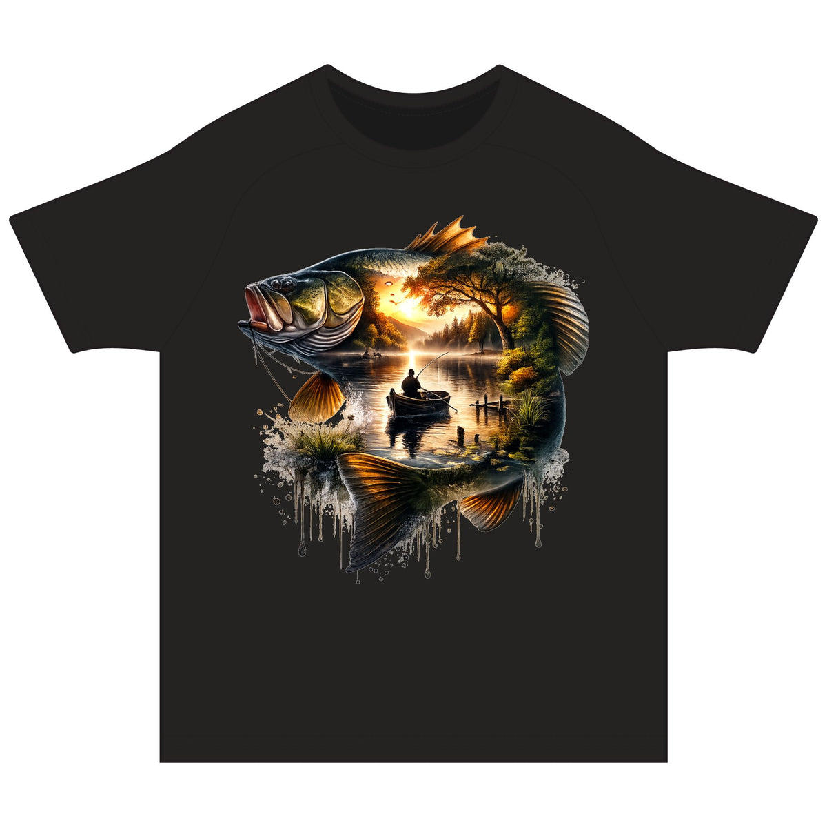 Bass Sunset Fishing Tee