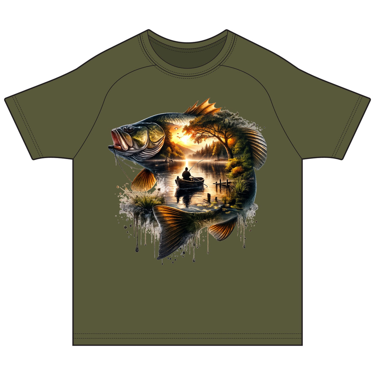Bass Sunset Fishing Tee