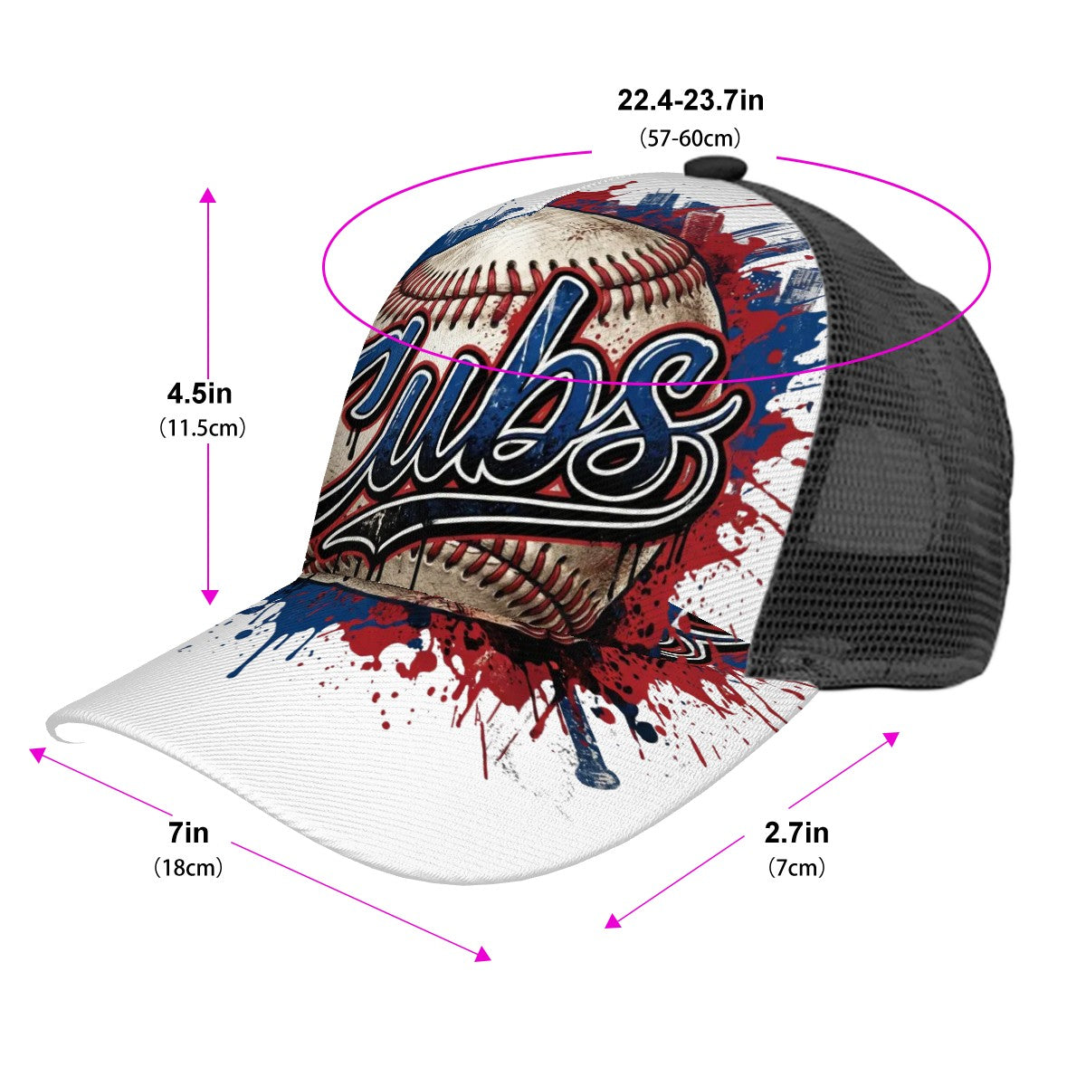 Mesh Baseball Cap (Full Pattern) cubs