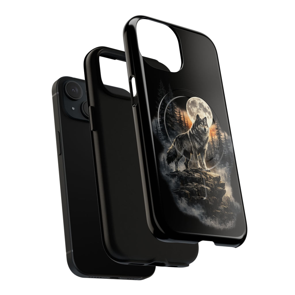 Wolf Moon Tough Magnetic Phone Case — Protective Magnetic iPhone Cover with Full Moon Forest Design