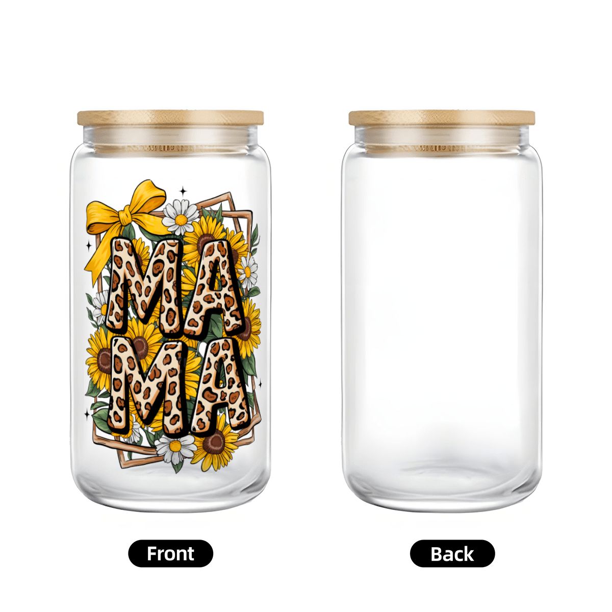 Glass Tumbler with Straw  Bamboo Lid  (16oz) Mama