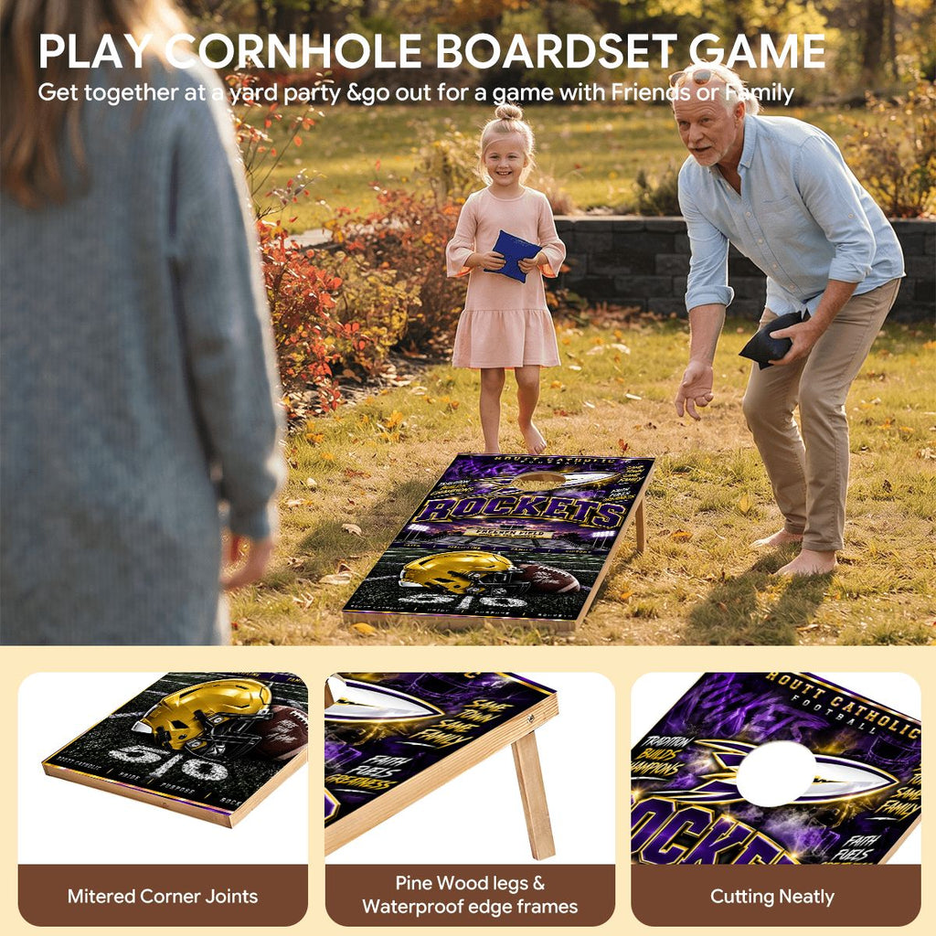 Cornhole Boards Game Set Routt Catholic Rockets
