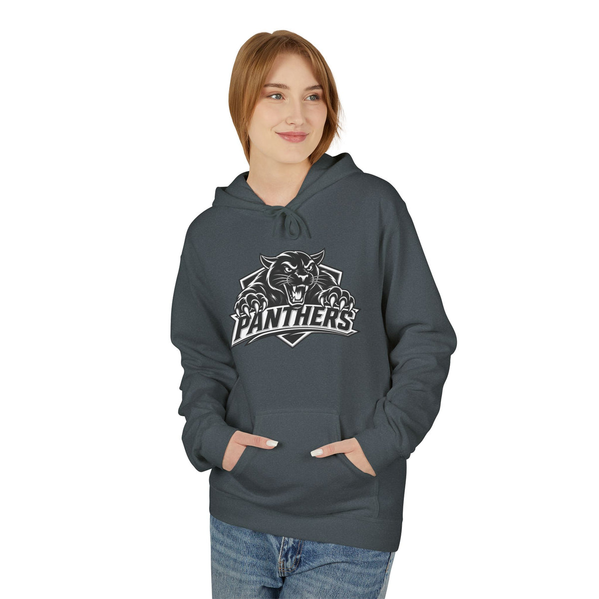 Panthers Logo Hoodie — Vintage Black & White Sports Pullover