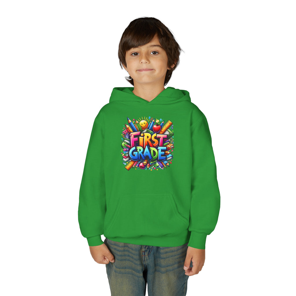 First Grade Kids Hoodie — Colorful School Back-to-School Sweatshirt