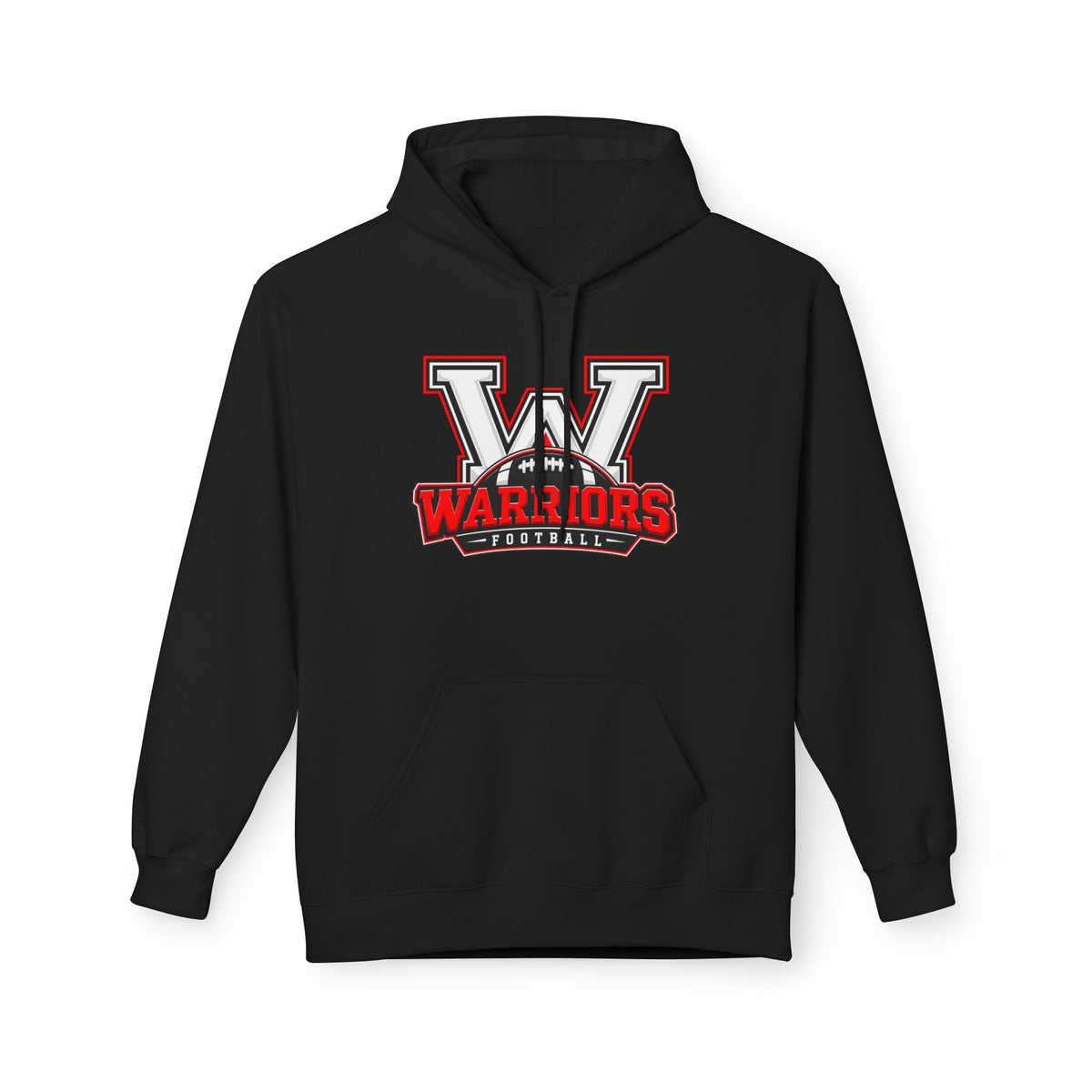 Warriors Football V Logo Hoodie — High School Team Spirit Pullover