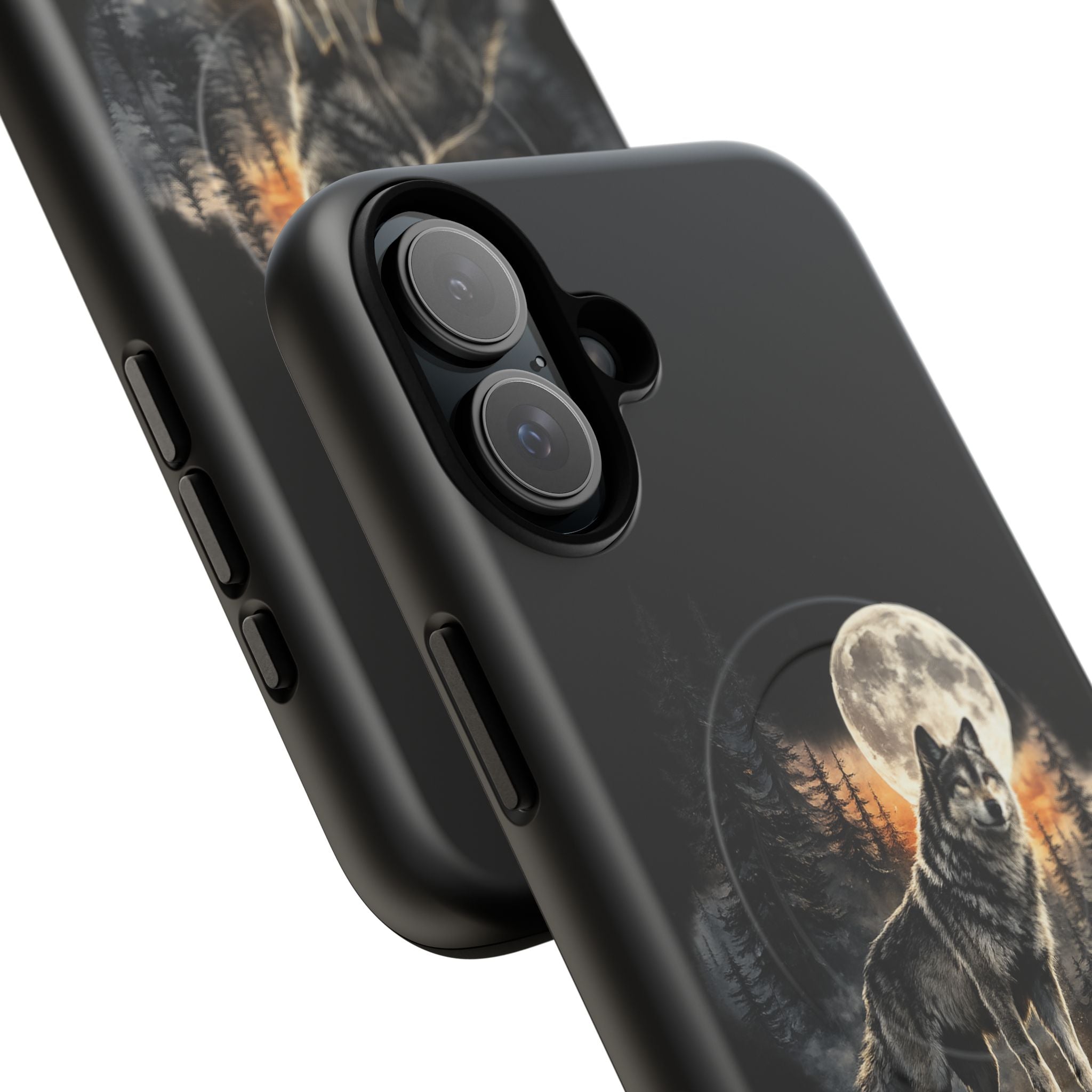 Wolf Moon Tough Magnetic Phone Case — Protective Magnetic iPhone Cover with Full Moon Forest Design