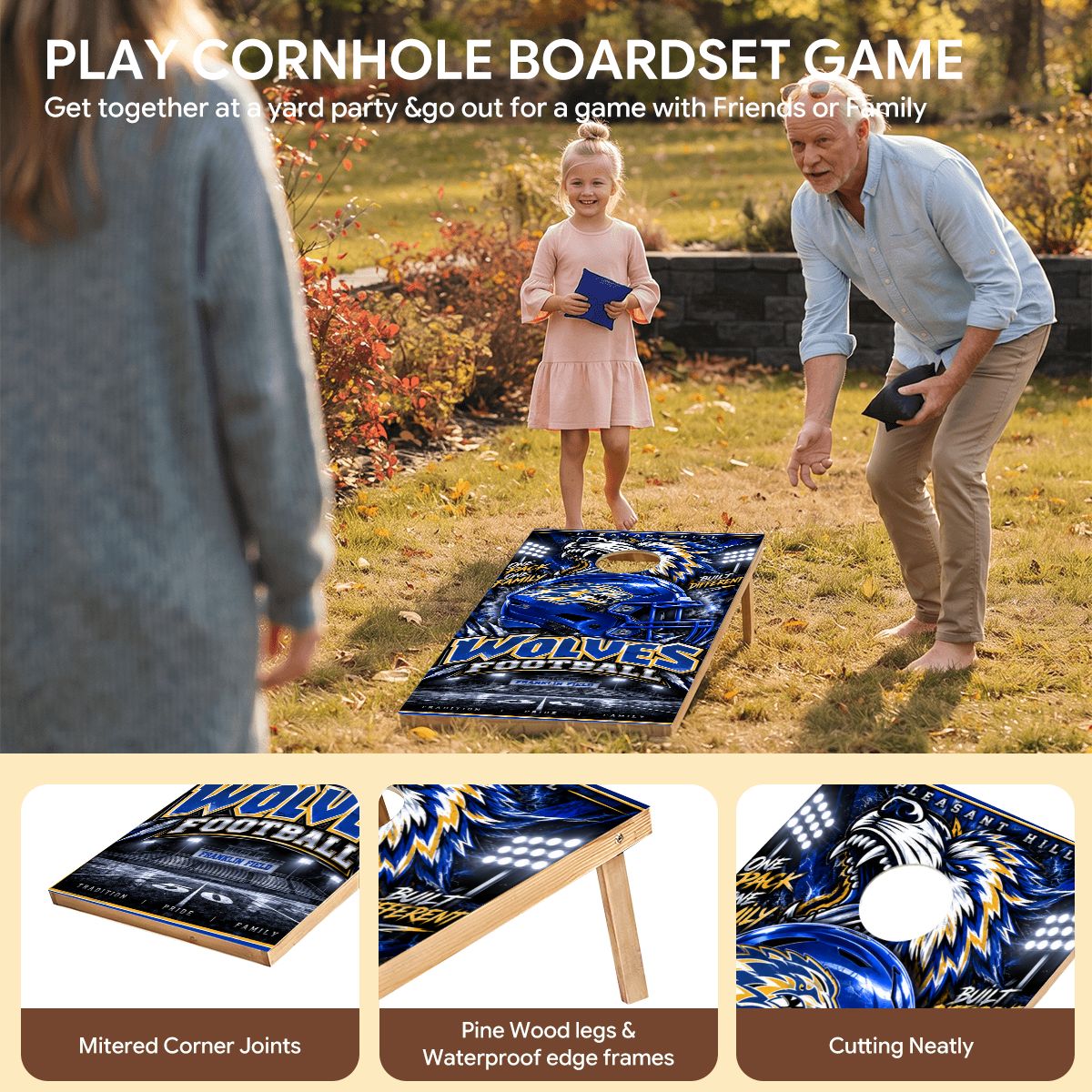 Cornhole Boards Game Set Pleasant Hill Wolves