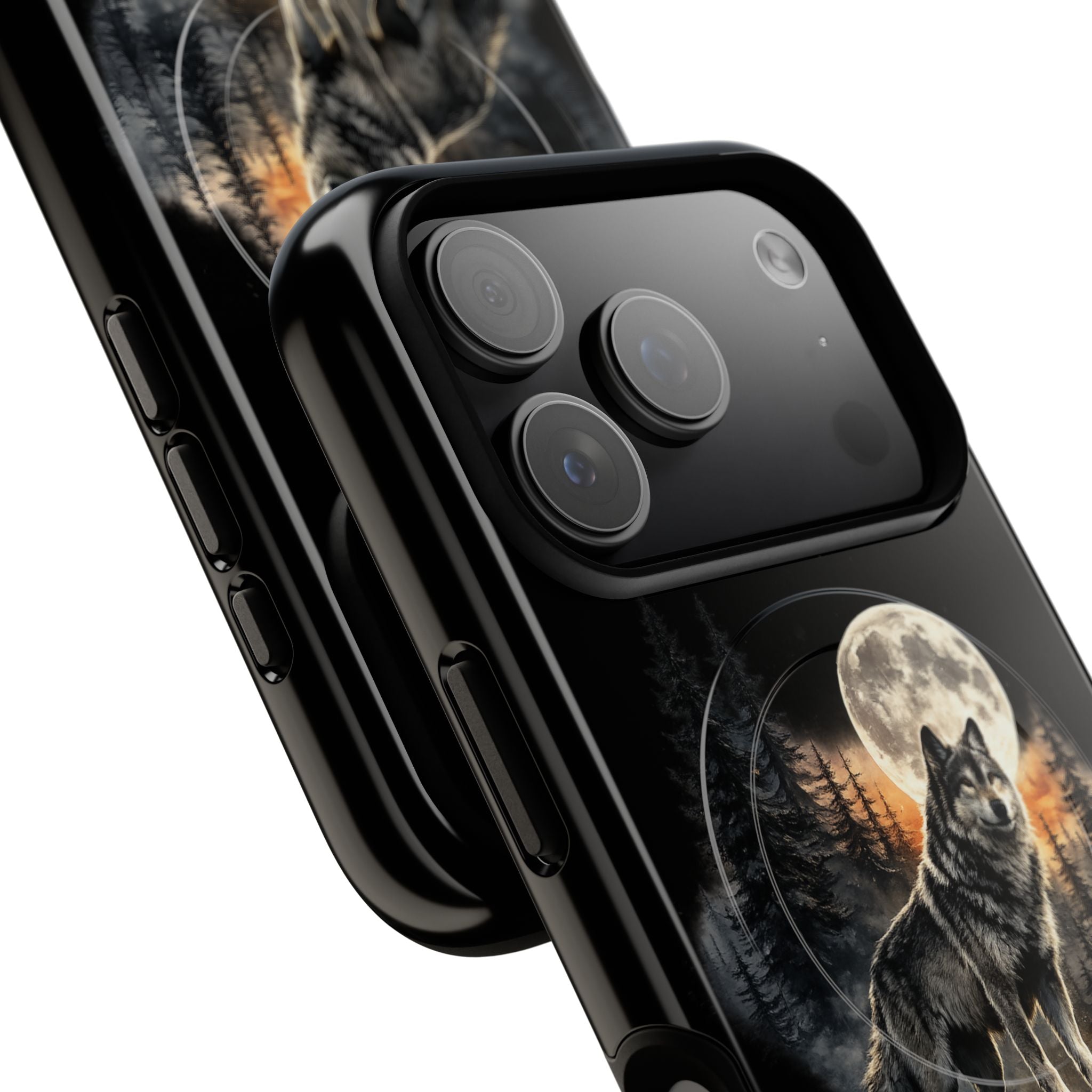 Wolf Moon Tough Magnetic Phone Case — Protective Magnetic iPhone Cover with Full Moon Forest Design