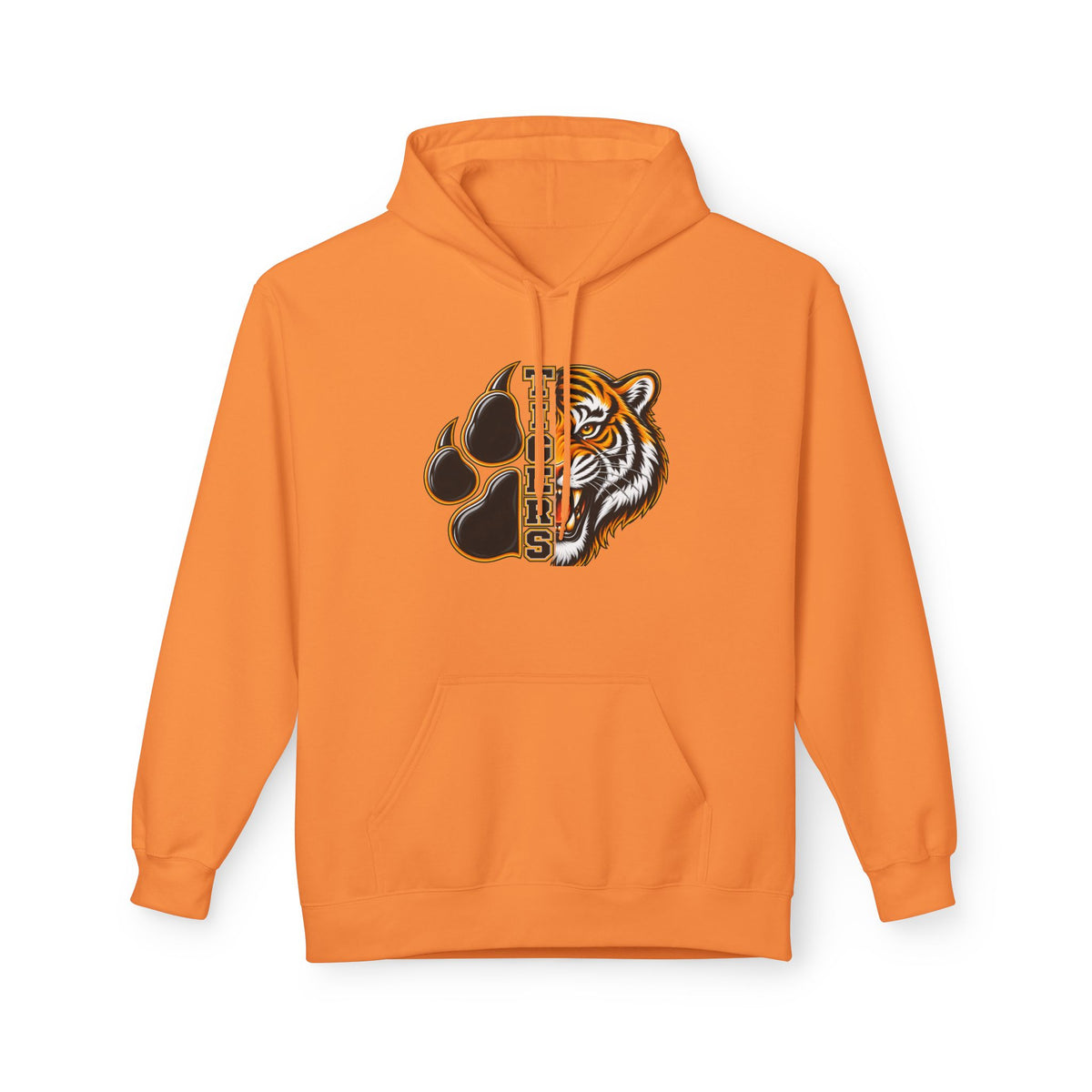 Tiger Paw Split Face Hoodie — Vintage Bengal Tiger Graphic Sweatshirt
