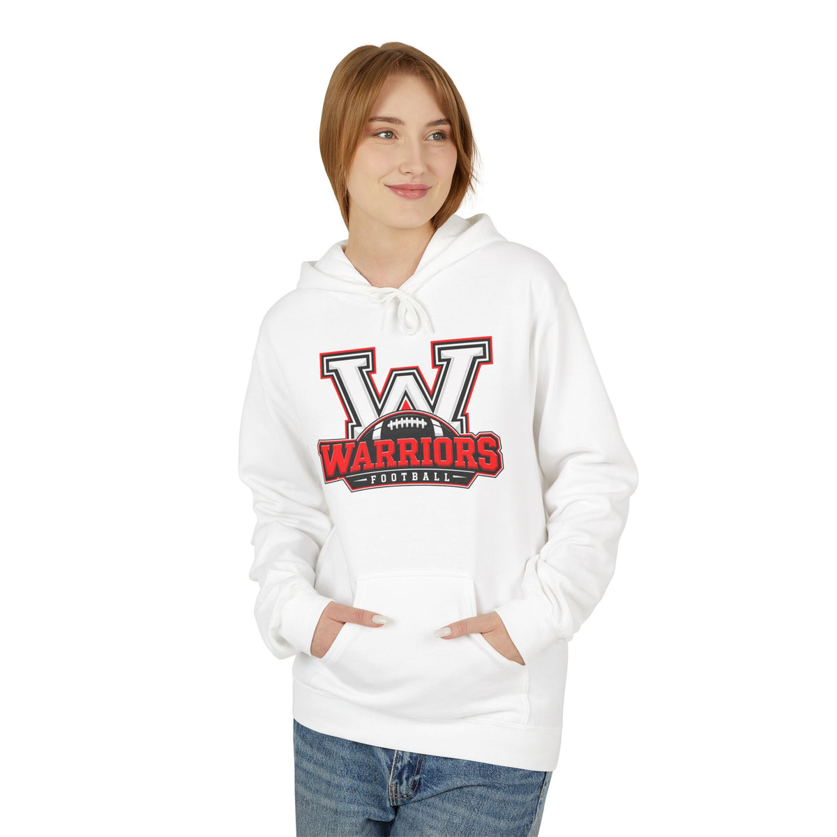 Warriors Football V Logo Hoodie — High School Team Spirit Pullover