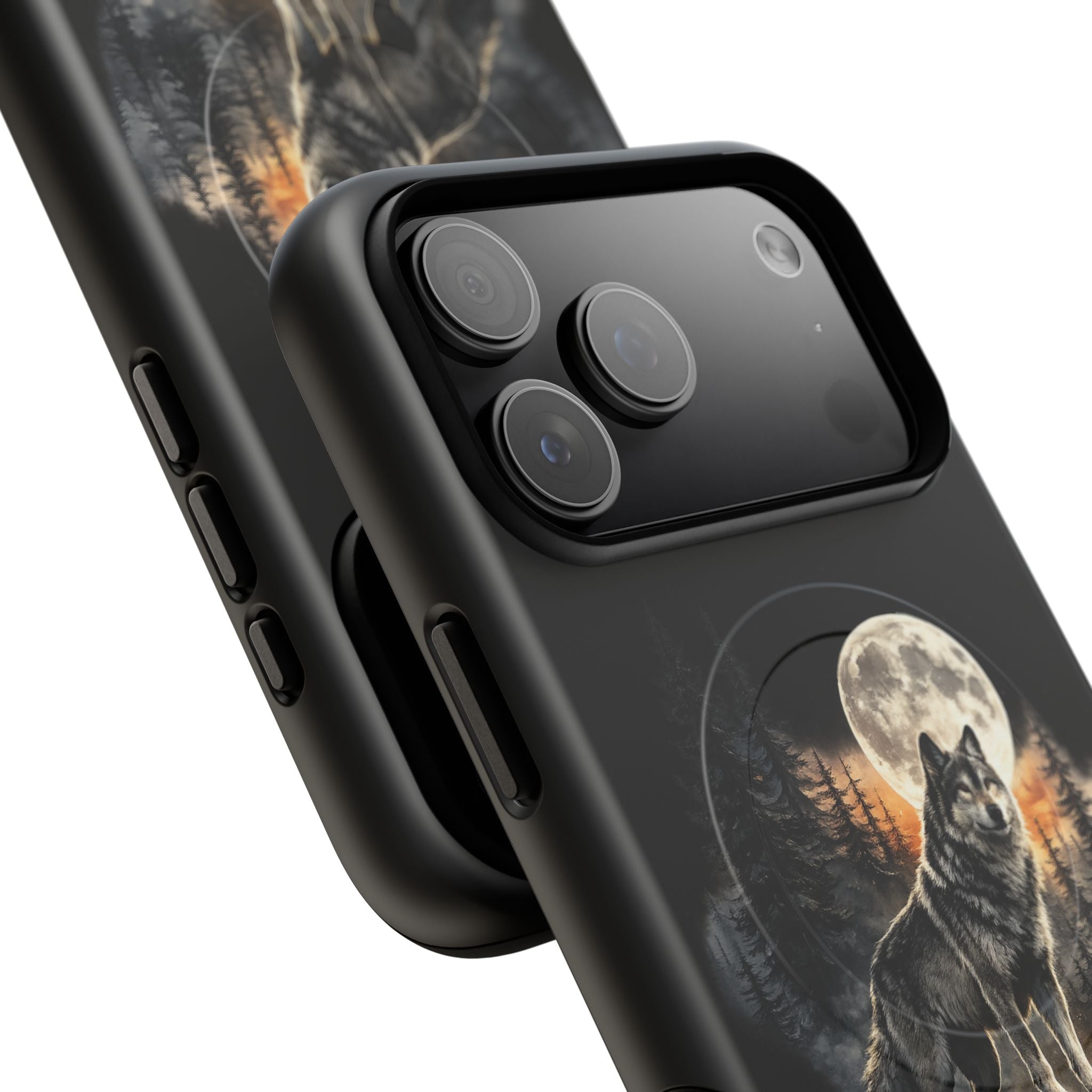 Wolf Moon Tough Magnetic Phone Case — Protective Magnetic iPhone Cover with Full Moon Forest Design