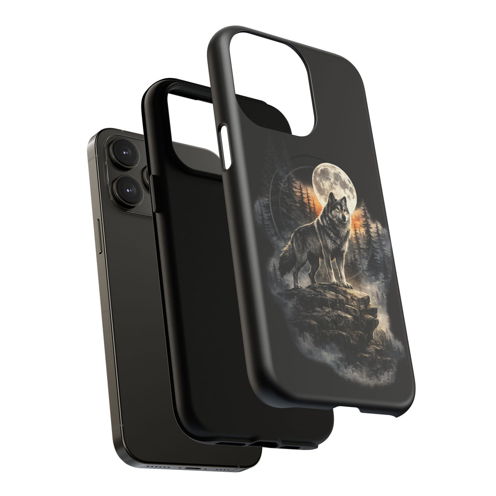 Wolf Moon Tough Magnetic Phone Case — Protective Magnetic iPhone Cover with Full Moon Forest Design