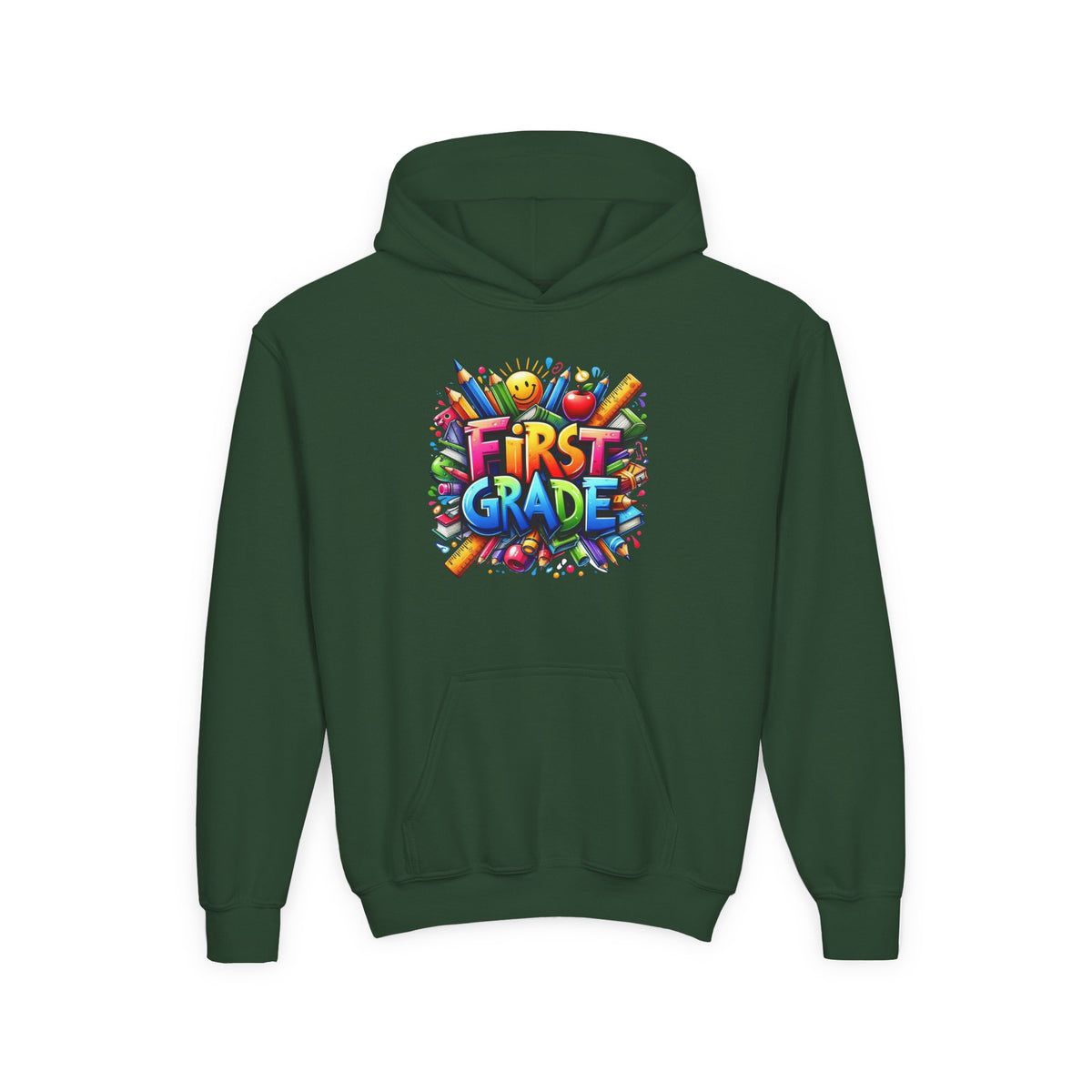 First Grade Kids Hoodie — Colorful School Back-to-School Sweatshirt