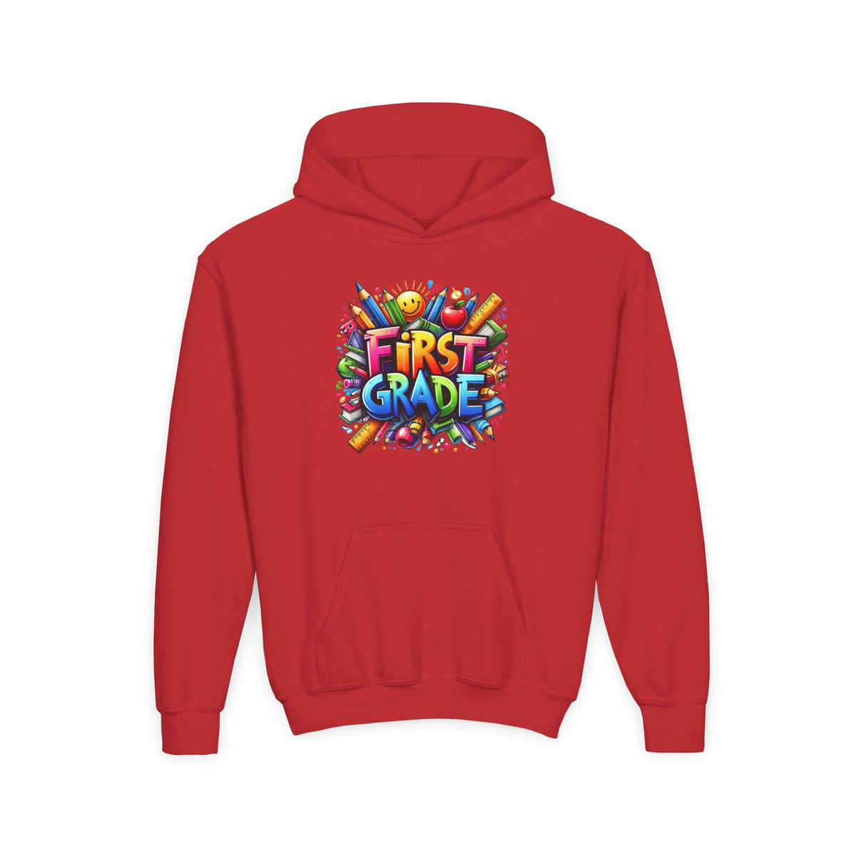 First Grade Kids Hoodie — Colorful School Back-to-School Sweatshirt