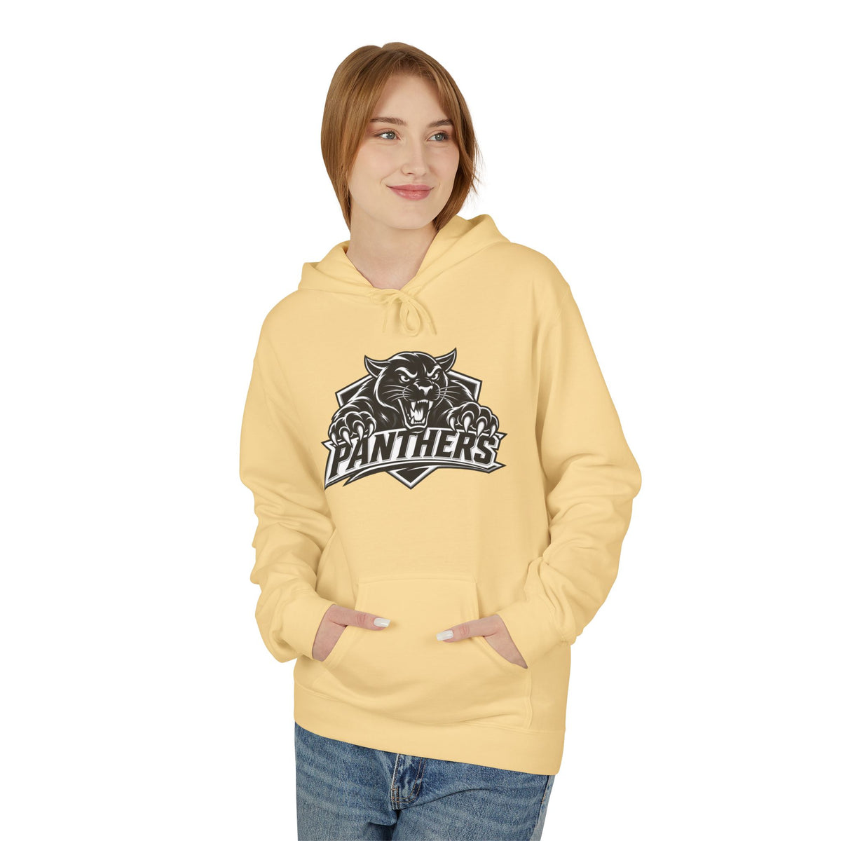 Panthers Logo Hoodie — Vintage Black & White Sports Pullover
