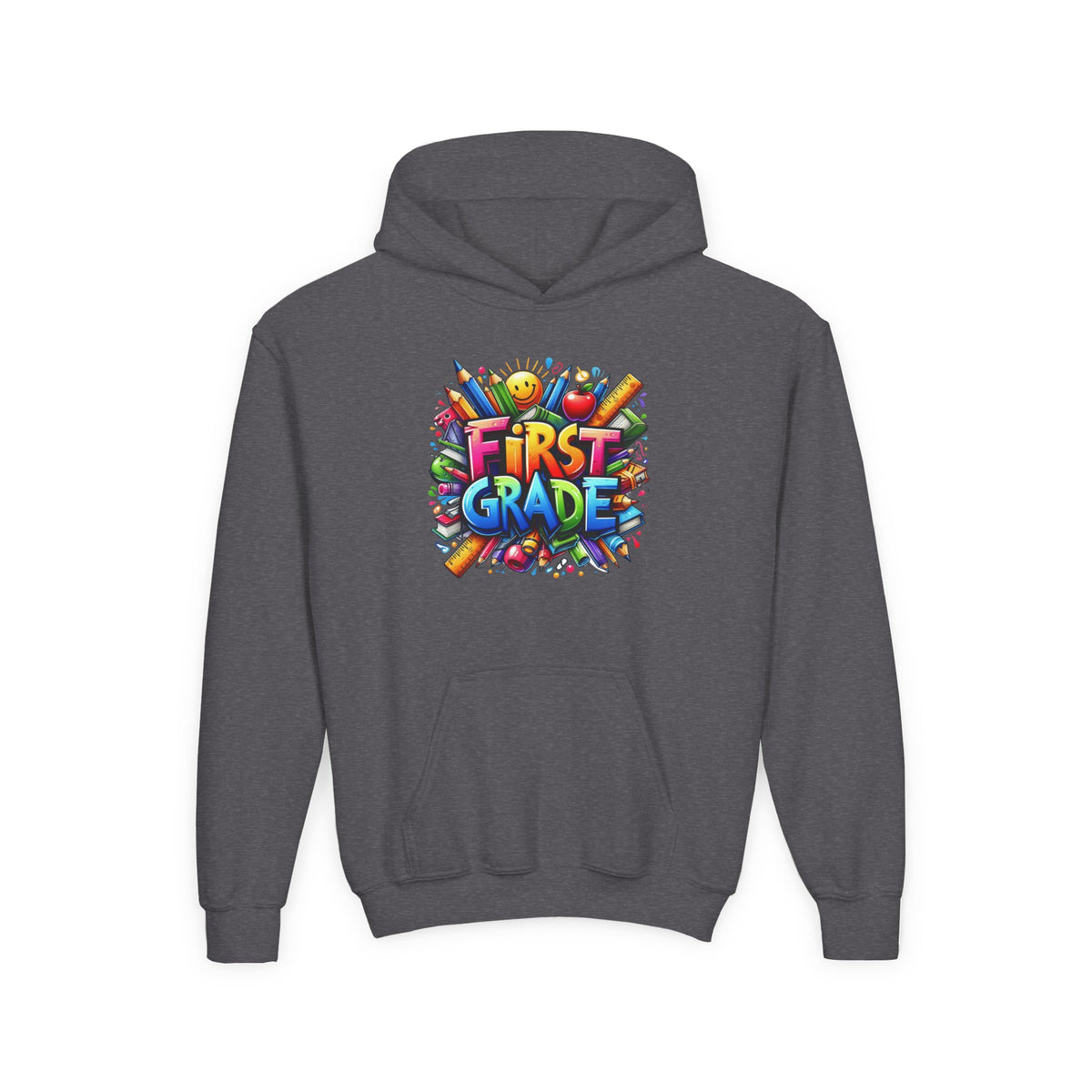 First Grade Kids Hoodie — Colorful School Back-to-School Sweatshirt